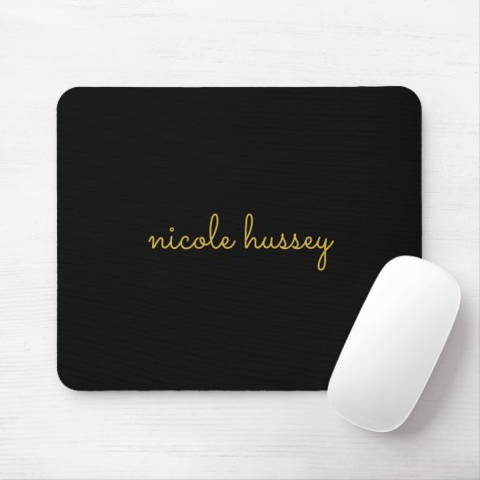 Black and Gold Script  | Stylish Monogram Modern Mousepad (Mit Mouse)