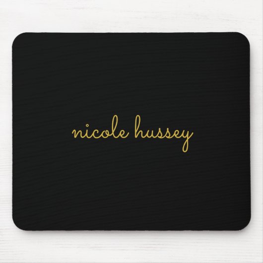 Black and Gold Script  | Stylish Monogram Modern Mousepad (Vorne)