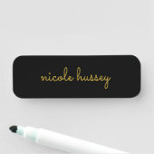 Black and Gold Script | Stylish Monogram Modern Namensschild (Beispiel)