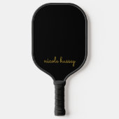 Black and Gold Script  | Stylish Monogram Modern Pickleball Schläger (Vorderseite)