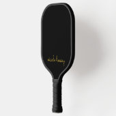 Black and Gold Script  | Stylish Monogram Modern Pickleball Schläger (Links)