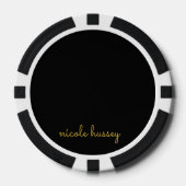 Black and Gold Script  | Stylish Monogram Modern Pokerchips (Vorderseite)
