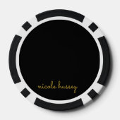 Black and Gold Script  | Stylish Monogram Modern Pokerchips (Rückseite)