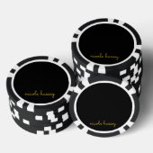 Black and Gold Script  | Stylish Monogram Modern Pokerchips (Stapel)