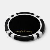 Black and Gold Script  | Stylish Monogram Modern Pokerchips (Einzeln)