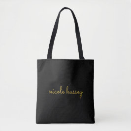 Black and Gold Script  | Stylish Monogram Modern Tasche