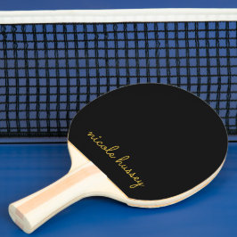 Black and Gold Script  | Stylish Monogram Modern Tischtennis Schläger