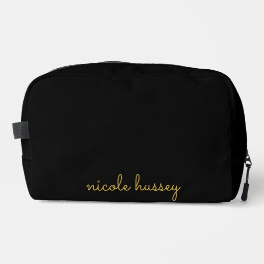 Black and Gold Script  | Stylish Monogram Modern Waschbeutel (Vorderseite)