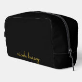 Black and Gold Script  | Stylish Monogram Modern Waschbeutel (Rechte Ecke)