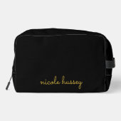 Black and Gold Script  | Stylish Monogram Modern Waschbeutel (Rückseite)