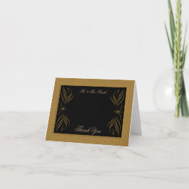 Black and Gold Scroll Accent Wedding Vielen Dank Dankeskarte