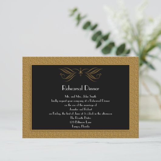 Black and Gold Scroll Accessoire Gewinner Probe Di Einladung (Stehend Vorderseite)