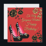 Black and Gold Shoes Red Mother Geburtstagskarte Karte<br><div class="desc">Schwarz und Gold Schuhe rot japanischen Stil Hintergrund Muttertagskarte. Leere Karte für Ihre persönliche Nachricht.</div>