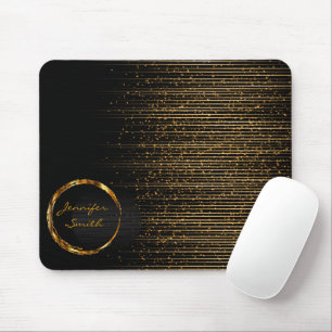 Black and Gold Shooting Stars Mousepad