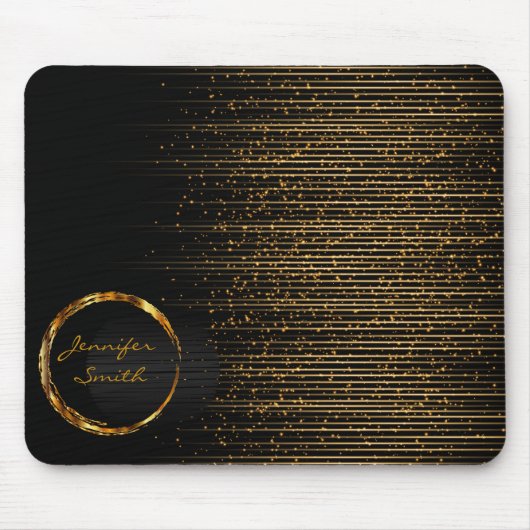 Black and Gold Shooting Stars Mousepad (Vorne)