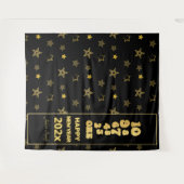 Black and Gold Silvester Countdown-Party Wandteppich (Vorderseite (Horizontal))