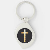 Black and gold simplistic Cross Metal Keychain Schlüsselanhänger (Vorderseite)