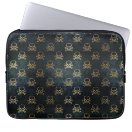 Black and Gold Skulls Electronics Bag Laptopschutzhülle