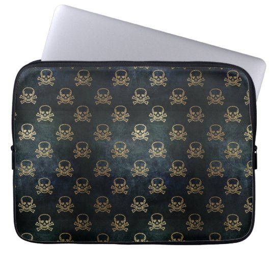 Black and Gold Skulls Electronics Bag Laptopschutzhülle (Vorderseite)