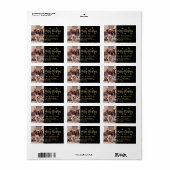 Black and Gold Snowflake Weihnachten Rücksendeadre Adressaufkleber (Vorne)