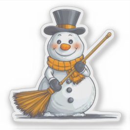 Black and Gold Snowman Aufkleber