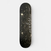 Black and Gold Sparkle Glitzer Personalisiert Skateboard (Vorderseite)