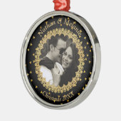 Black and Gold Sparkles Custom Photo Ornament Aus Metall (Links)