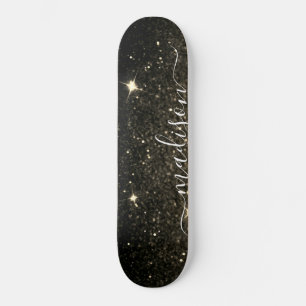 Black and Gold Sparkone Glitzer Personalisiert Skateboard