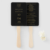 Black and Gold Special Date Wedding Programm Fächer (Vorne und Hinten)