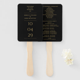 Black and Gold Special Date Wedding Programm Fächer