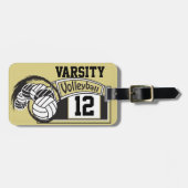 Black and Gold Sporty Volleyball 🏐 Gepäckanhänger (Vorderseite horizontal)