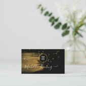 Black and Gold Square Business Card Visitenkarte (Stehend Vorderseite)