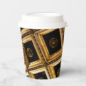 Black and Gold Squares Pappbecher (Vorderseite)