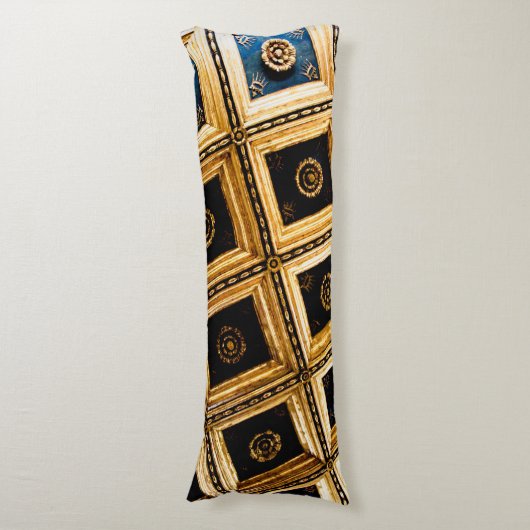 Black and Gold Squares Seitenschläferkissen (Vorderseite Vertikal)