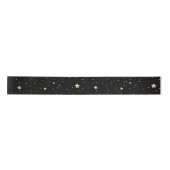 Black and Gold Starry Night Pattern Weihnachten Satinband (Vorderseite)