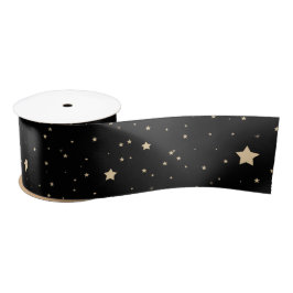 Black and Gold Starry Night Pattern Weihnachten Satinband