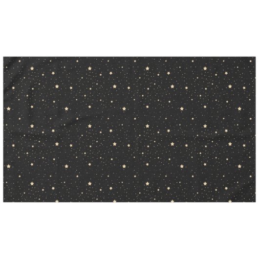 Black and Gold Starry Night Pattern Weihnachten Tischdecke (Vorderseite (Horizontal))