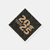 Black and Gold Stars 2025 Abschluss Serviette (Ecke)