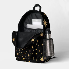Black and Gold Stars Backpack - Sternenmuster Bedruckter Rucksack