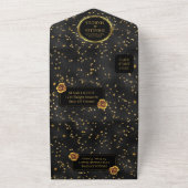 Black and Gold Stars Goth Muster All In One Einladung (Außenbereich)