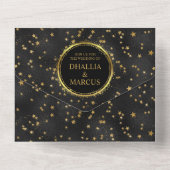 Black and Gold Stars Goth Muster All In One Einladung (Rückseite)