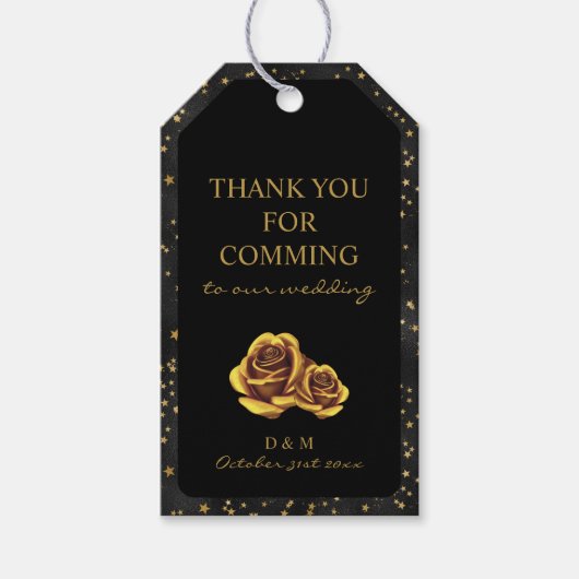 Black and Gold Stars Goth Muster Geschenkanhänger (Vorderseite)