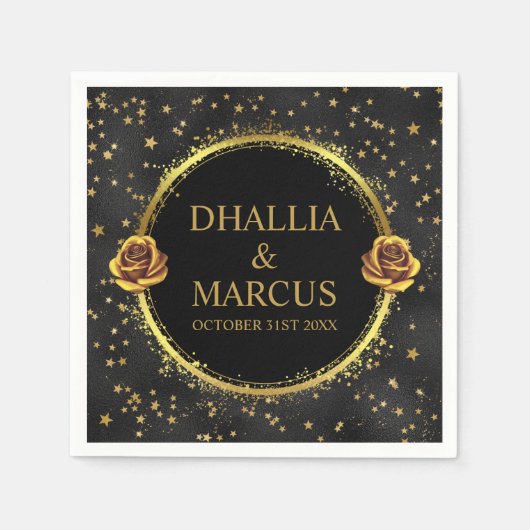 Black and Gold Stars Goth Muster Serviette (Vorderseite)