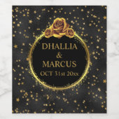 Black and Gold Stars Goth Muster Weinetikett (Einzelnes Label)