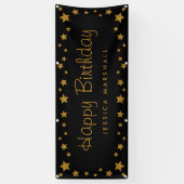 Black and Gold Stars Happy Birthday Banner (Vertikal)