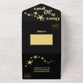 Black and Gold Stars jubeln bis 30 Jahre Geburtsta All In One Einladung (Außenbereich)
