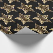 Black and Gold Stars Muster Schwarzer Weihnachtssc Geschenkpapier (Ecke)