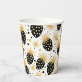 Black and Gold Strawberry Pattern Pappbecher (Rückseite)