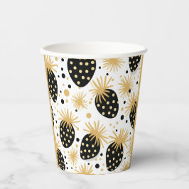 Black and Gold Strawberry Pattern Pappbecher