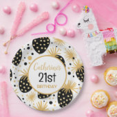 Black and Gold Strawberry Pattern Pappteller (Party)